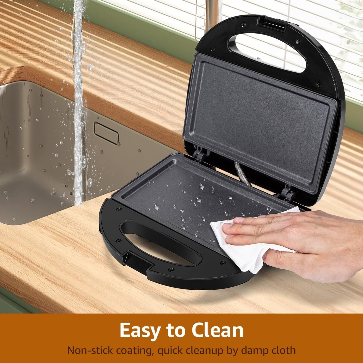 Deep Fill Non-Stick Toastie Maker Sandwich & Panini Press 750W Black