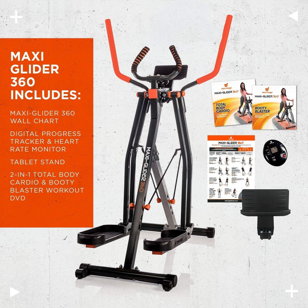 10-in-1 Cross Trainer, Maxi-Glider 360, 4-Level Resistance, Full Body Workout