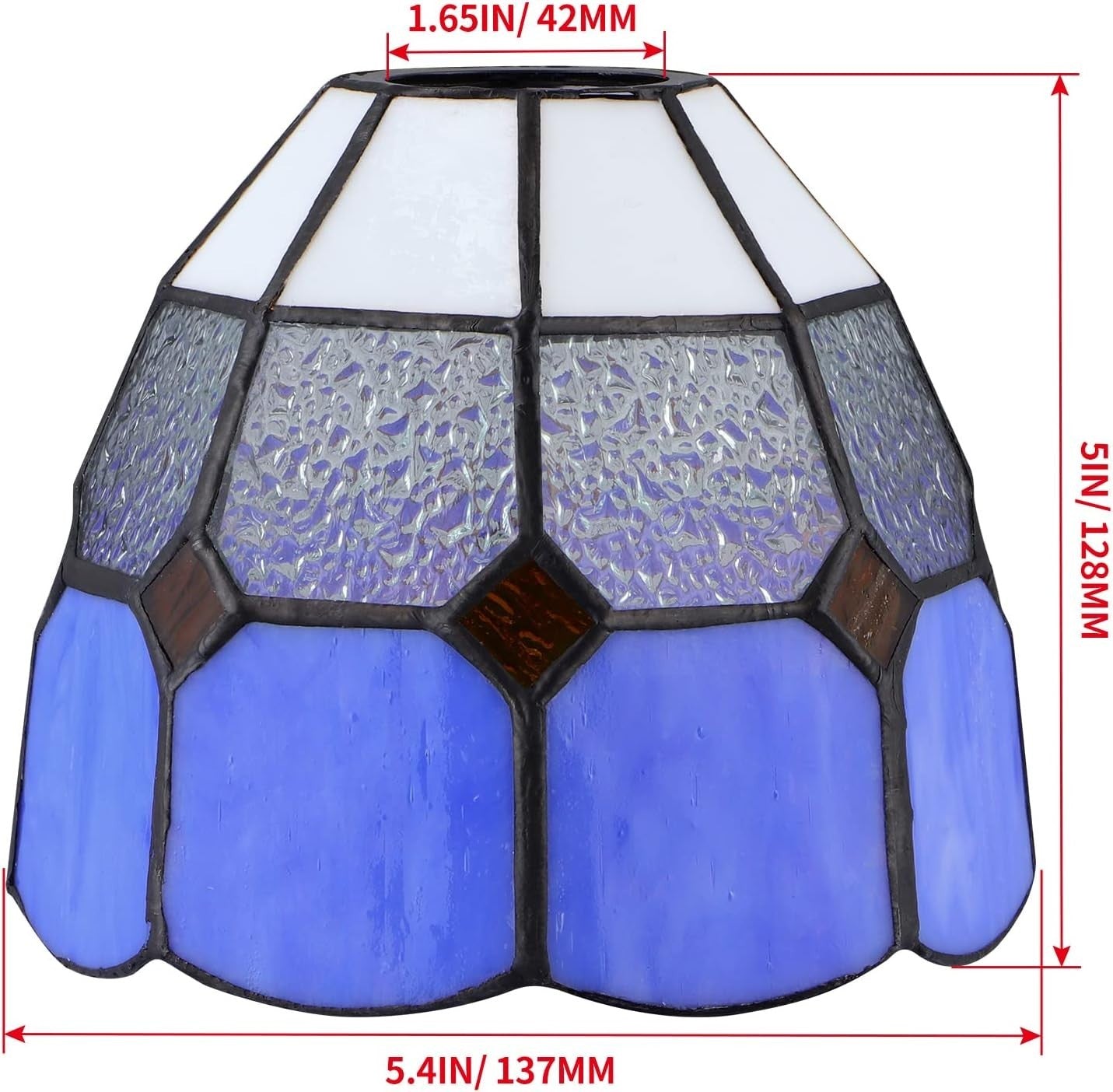 Set of 2 Tiffany Glass Lamp Shades Blue White Chandelier Wall Pendant
