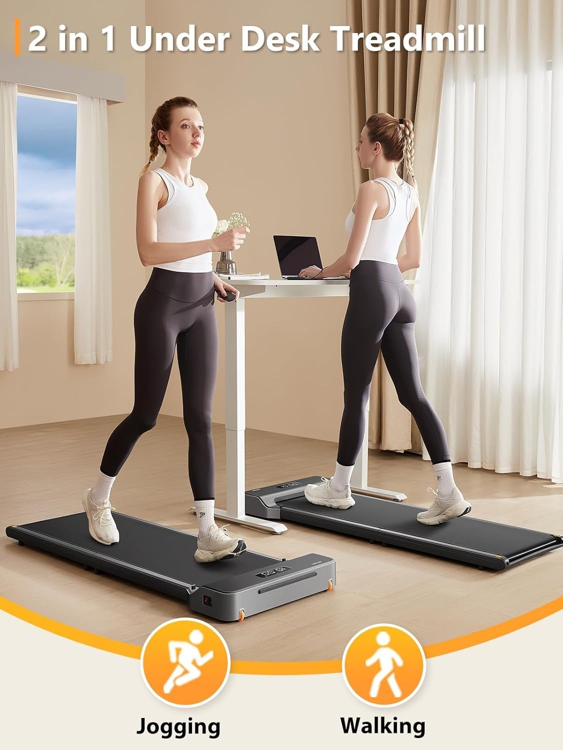 Compact Foldable Under Desk Treadmill 6km/h Quiet Home Office Fitness