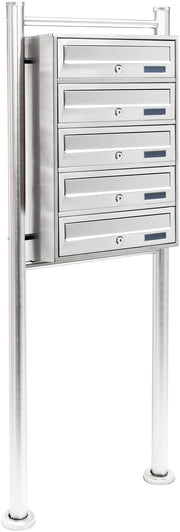 Stainless Steel 5 Slot Outdoor Letterbox Cluster Lockable Secure Mailbox