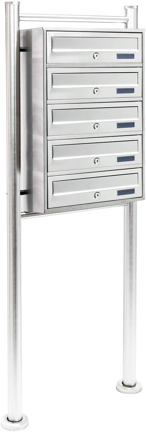 Stainless Steel 5 Slot Outdoor Letterbox Cluster Lockable Secure Mailbox