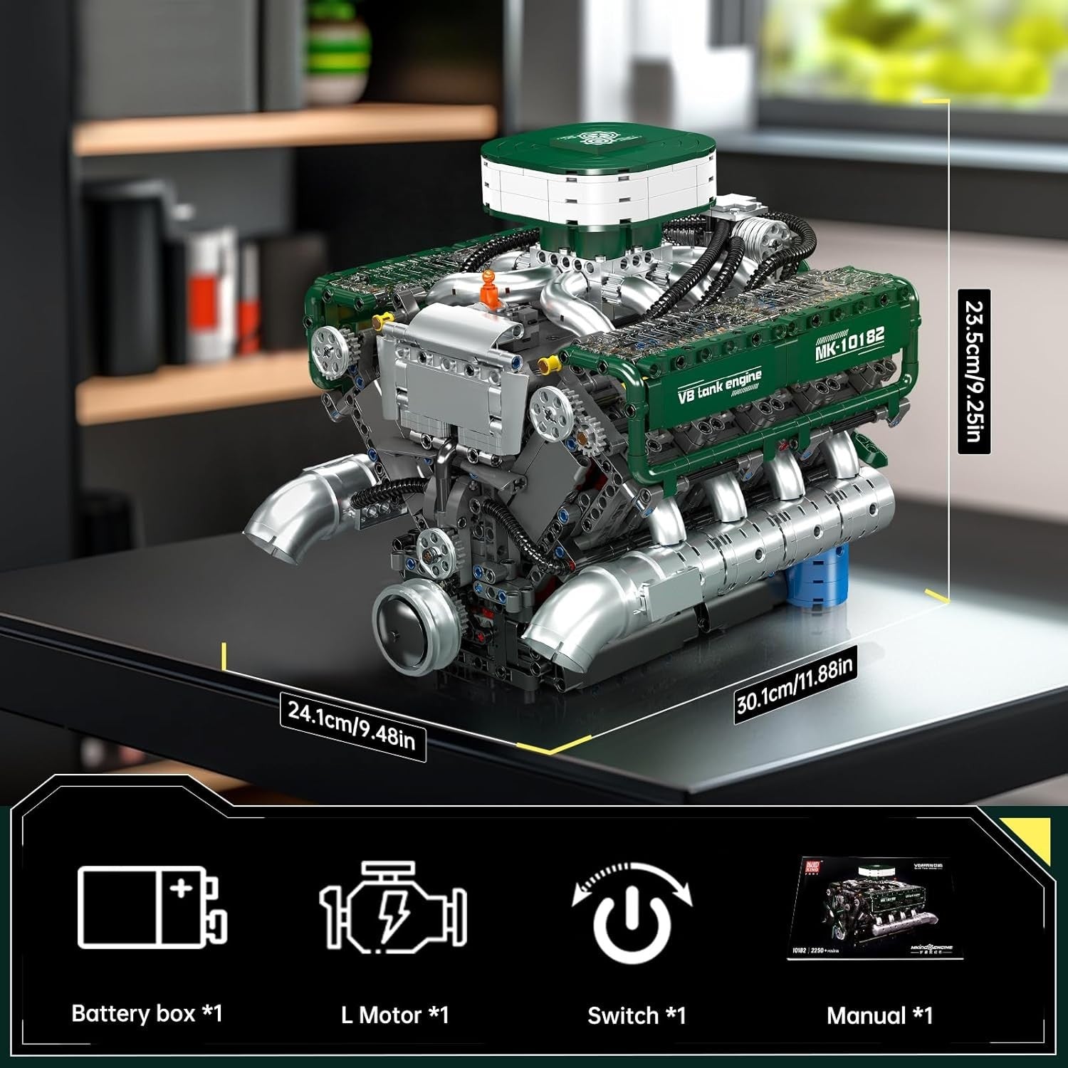 2250PCS V8 Engine Model Kit | Battery Powered STEM RC Build Block Toy