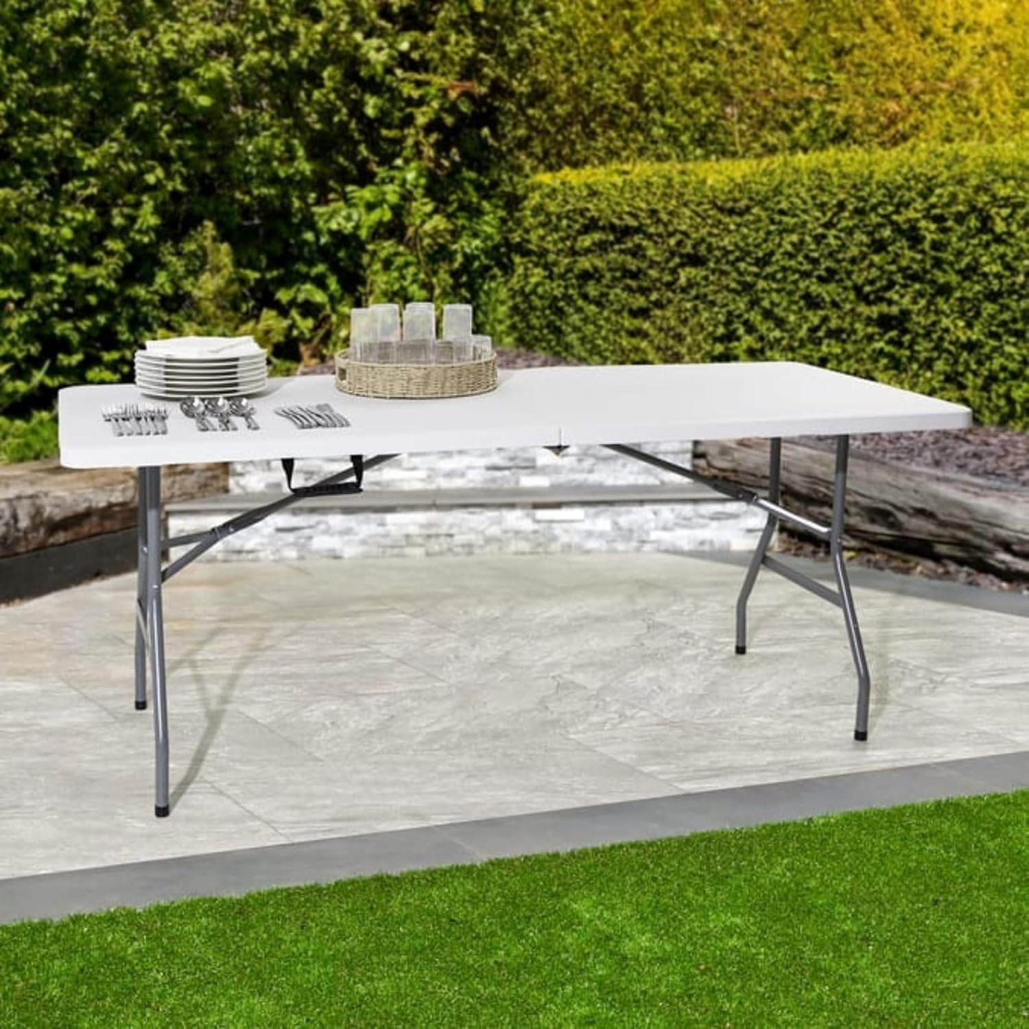 6ft Folding Plastic Table Outdoor Camping BBQ Picnic 400kg Heavy Duty