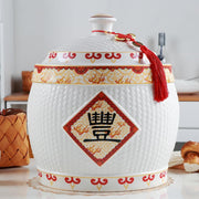 Large Ceramic Rice Jar with Lid Airtight Grain Storage Container
