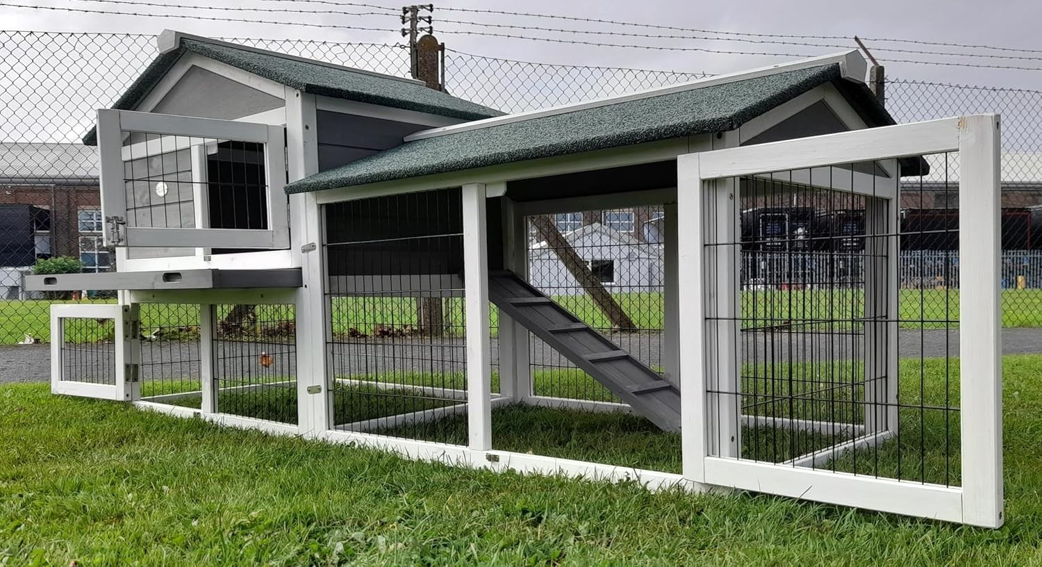 Extra Large Rabbit Hutch with Run Outdoor 2 Tier Night Shutter Secure