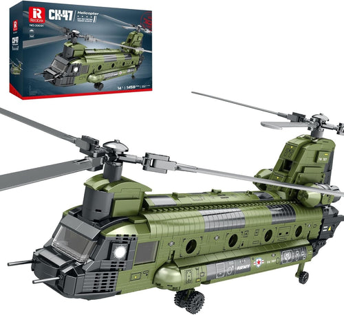 Military Helicopter Building Set - 1458 PCS Model Kit, Realistic Cockpit