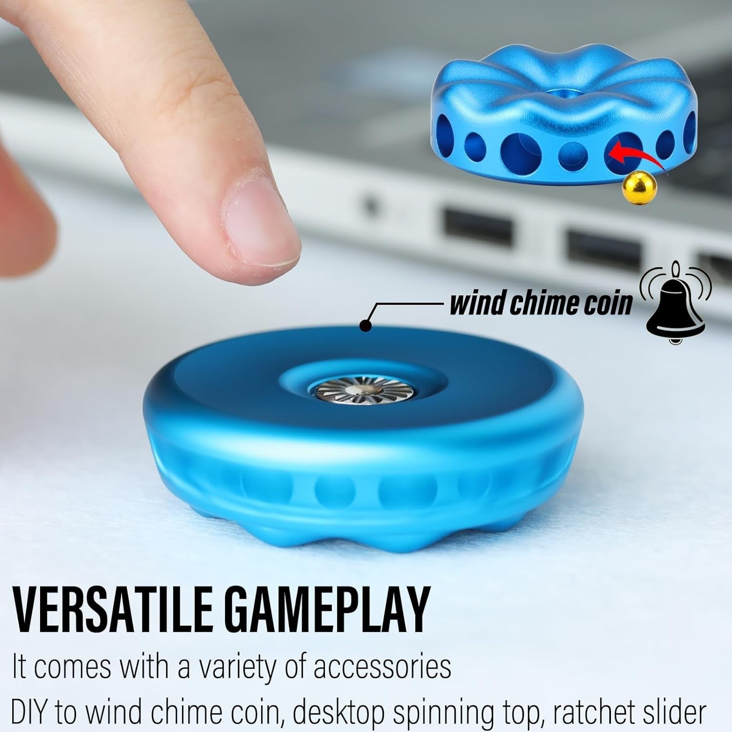 Silent Blue Metal Flower Fidget Spinner DIY Desk Coin Stress Toy