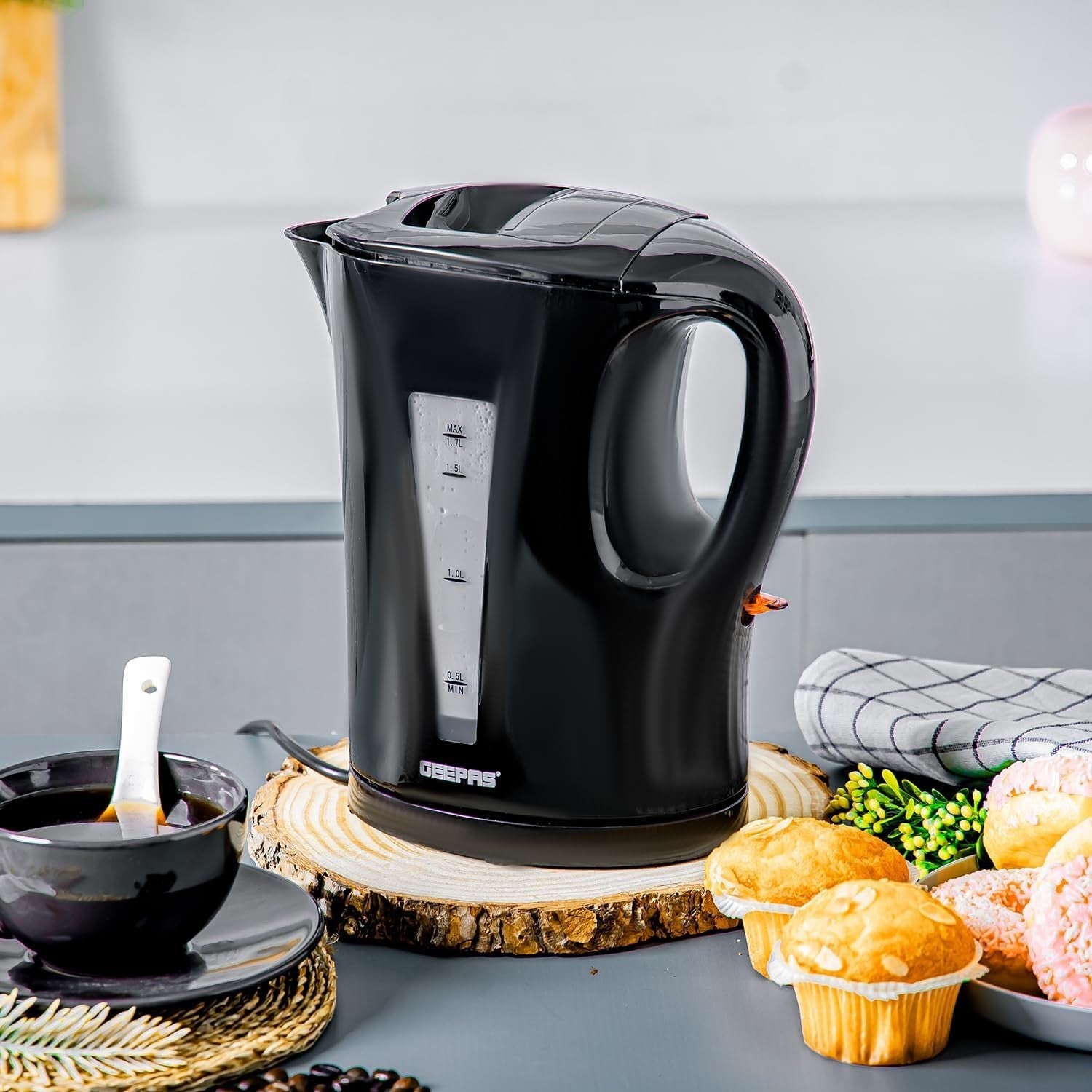 Coffee Maker Kettle Toaster Set | 1.5L Brew | 1.7L Jug | 4 Slice | Black