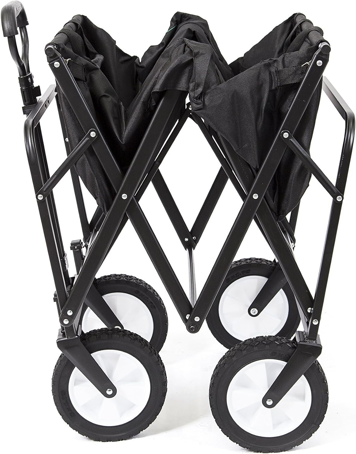 Folding Wagon Cart 150lb Load Heavy Duty Large Capacity Compact Utility Black