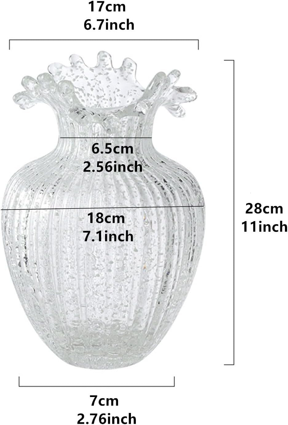 Large Glow Glass Flower Vase Wave Mouth Luminous Home Table Decor