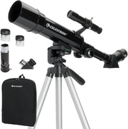 50mm Travel Scope, Portable Refractor with Tripod & Backpack-Black