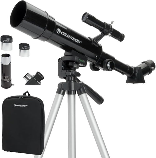 50mm Travel Scope, Portable Refractor with Tripod & Backpack-Black