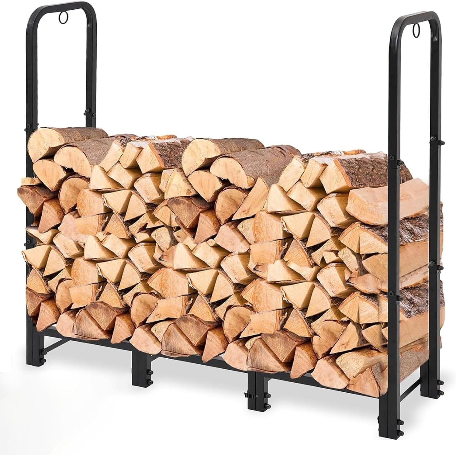 Adjustable Firewood Rack Indoor Outdoor Log Holder Heavy Duty Metal Shelf