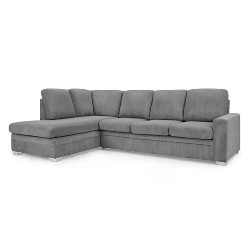 Left Hand Corner Sofa Dark Grey Jumbo Cord Chaise 4 Seater Deep Cushions