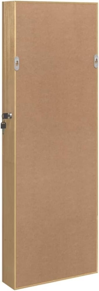 Slim LED Jewelry Mirror Cabinet Wall Mount Lockable Organizer Brown