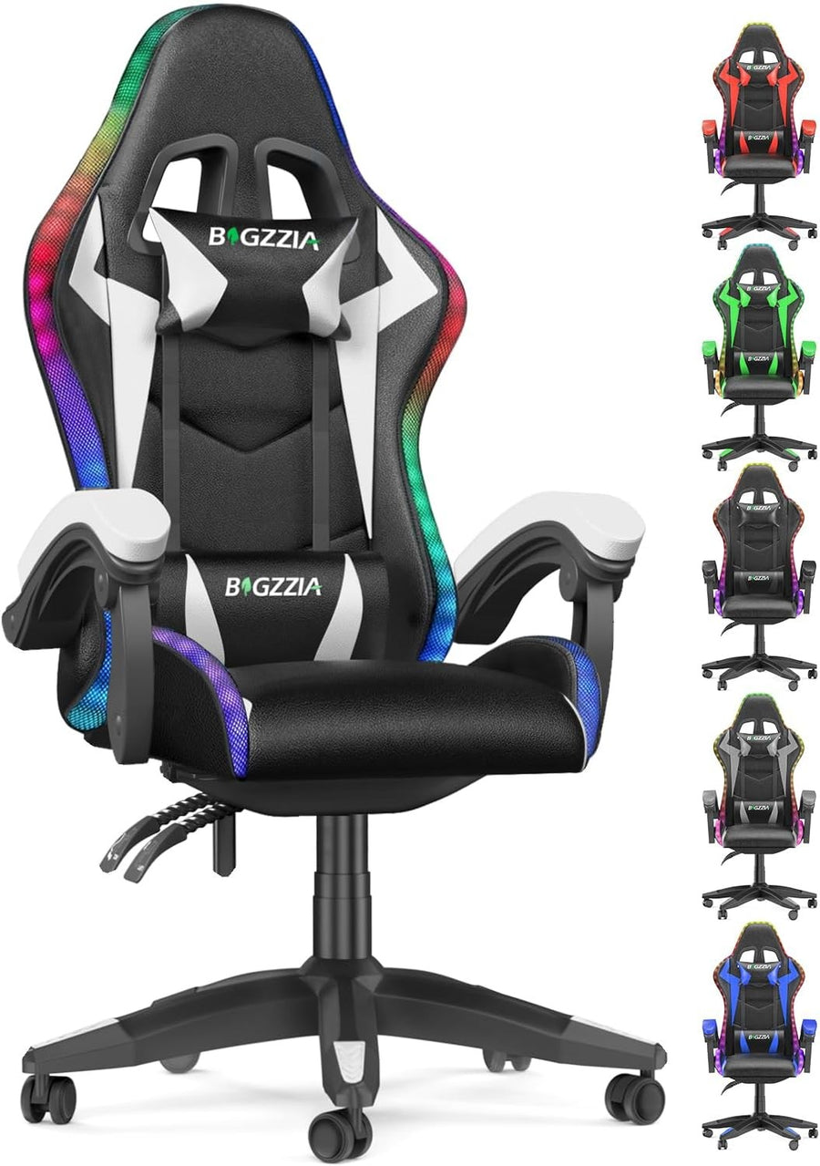 Gaming Chair Recliner Leather w/ Lumbar Headrest