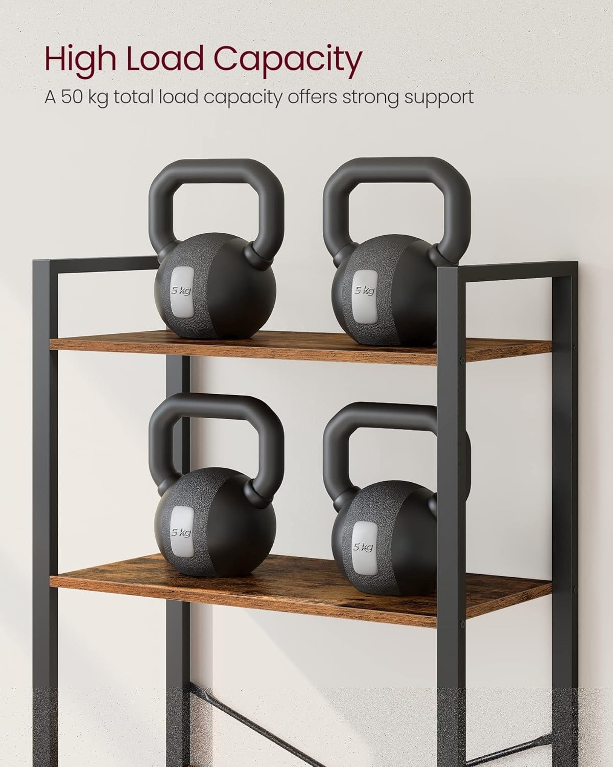 5-Tier Rustic Brown Industrial Bookcase – Tall Narrow Storage Shelf Unit