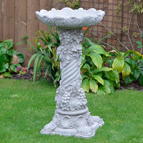 Large Victoriana Stone Bird Bath 85cm | Hand Cast Garden Ornament Feeder