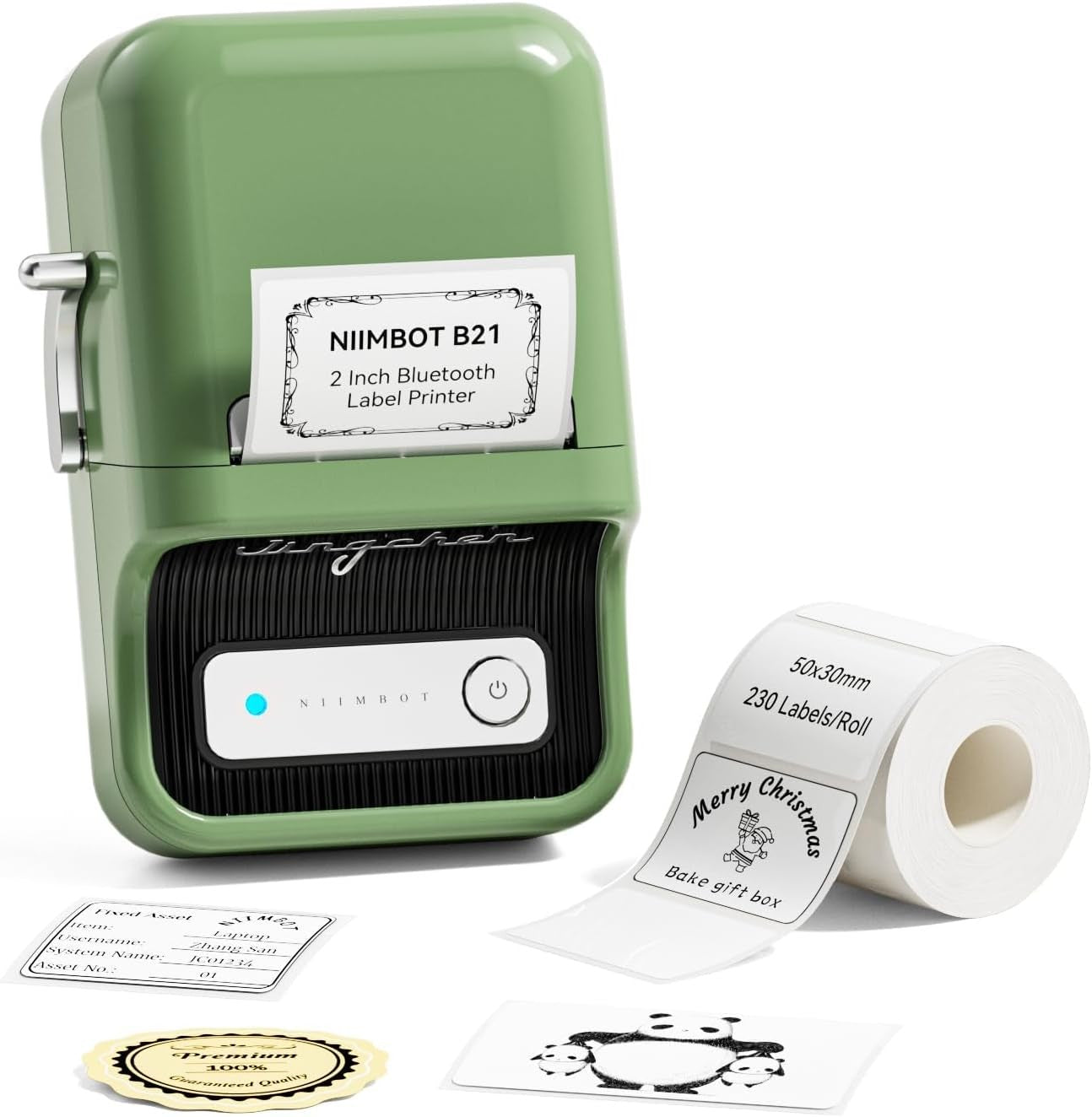 B21 Portable Thermal Label Printer 20-50mm Bluetooth Green