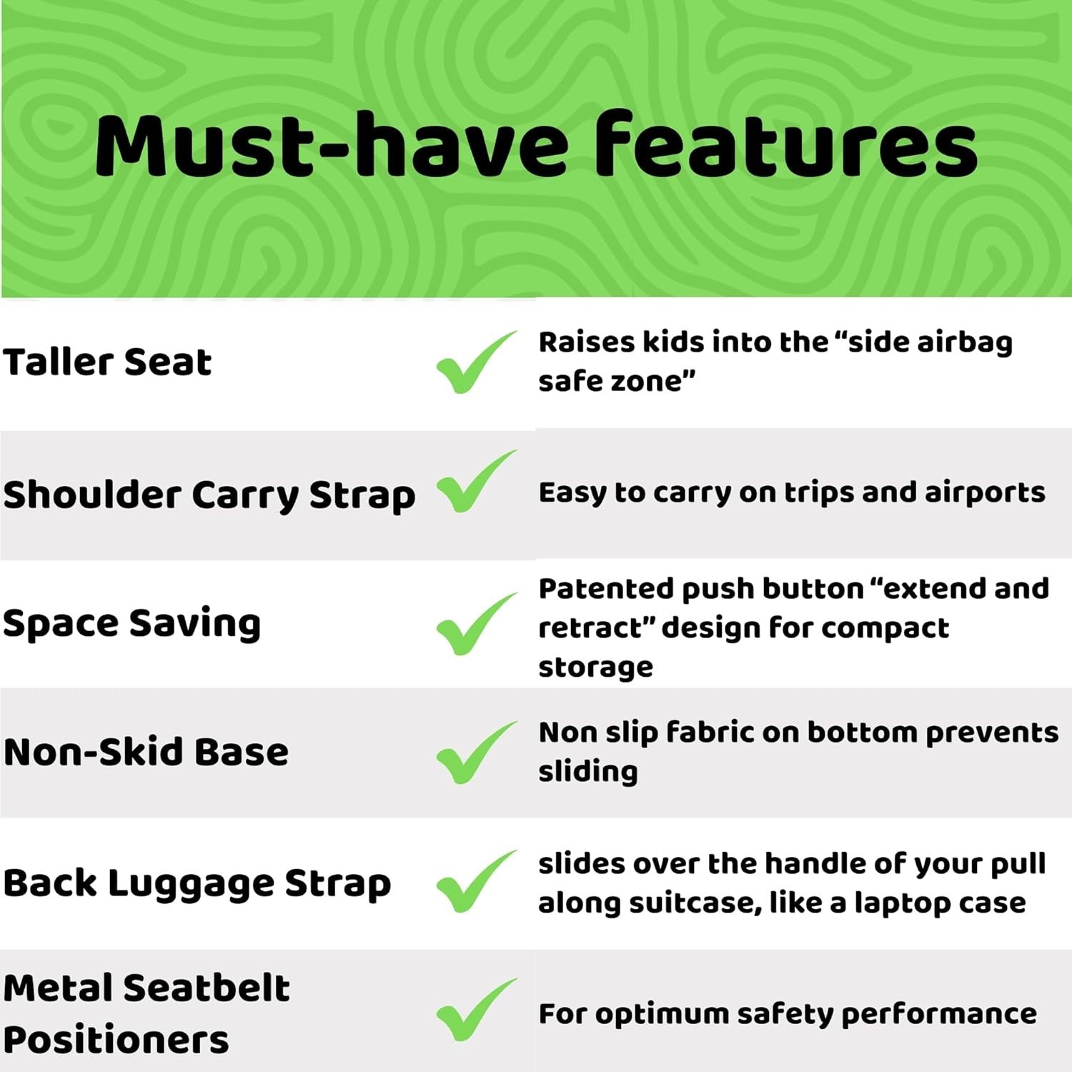 Portable Booster Car Seat Backless Foldable Travel Seat R129 125–150cm