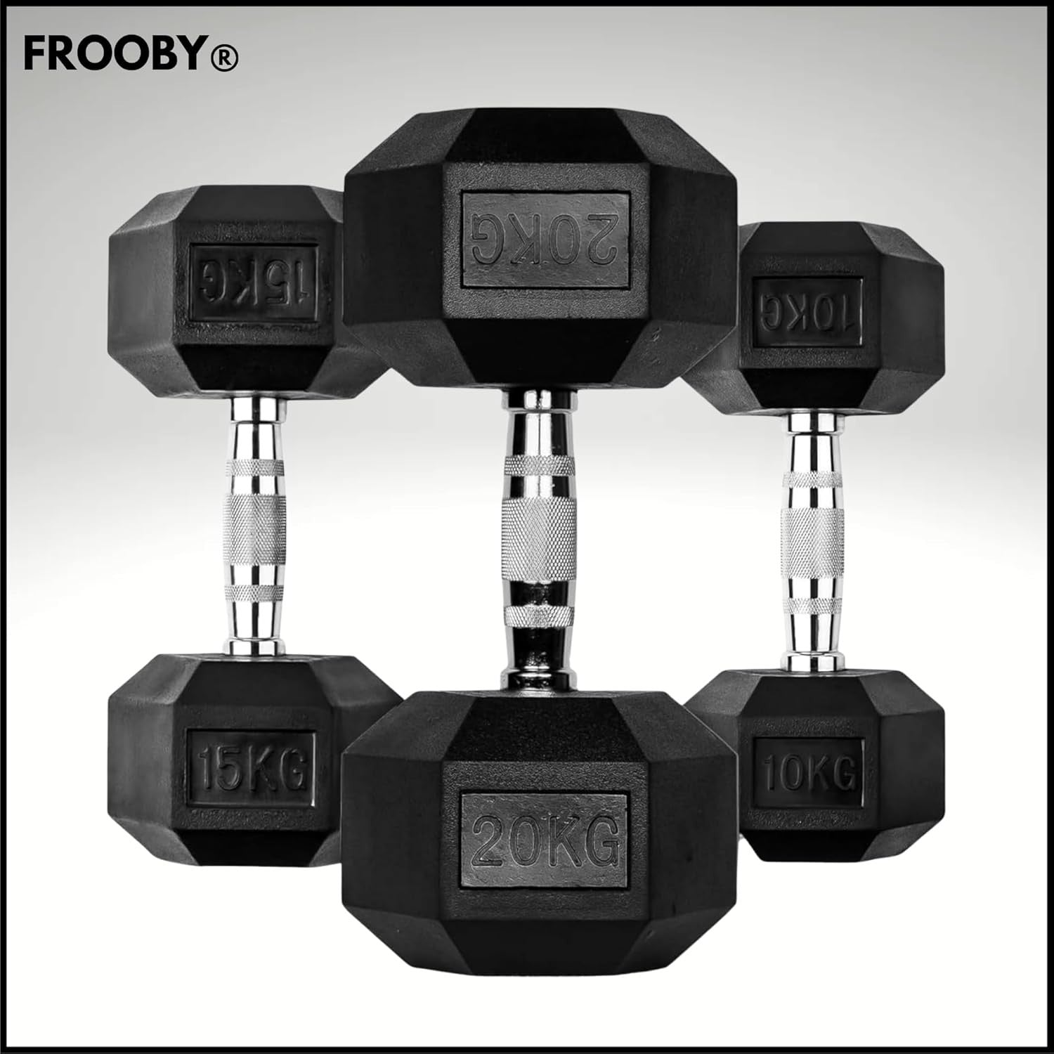 Hex Dumbbell Pair Rubber Coated Anti Roll Weights Home Gym 25kg