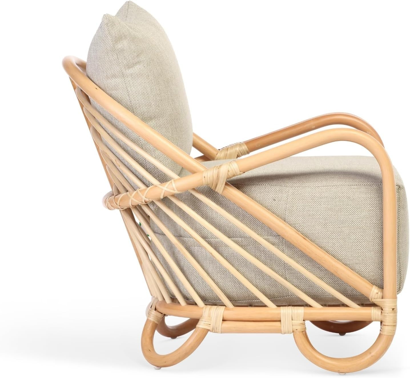 Luxury Rattan Accent Armchair Indoor Woven Chair for Bedroom Living Room
