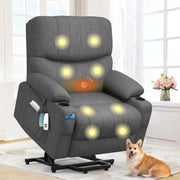 Electric Lift Recliner Chair Massage Heat Oversized w/ Footrest USB Type-C Grey