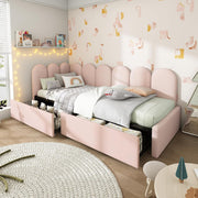 Pink Velvet Daybed Sofa Bed with Storage Drawers 3FT Single Kids Room