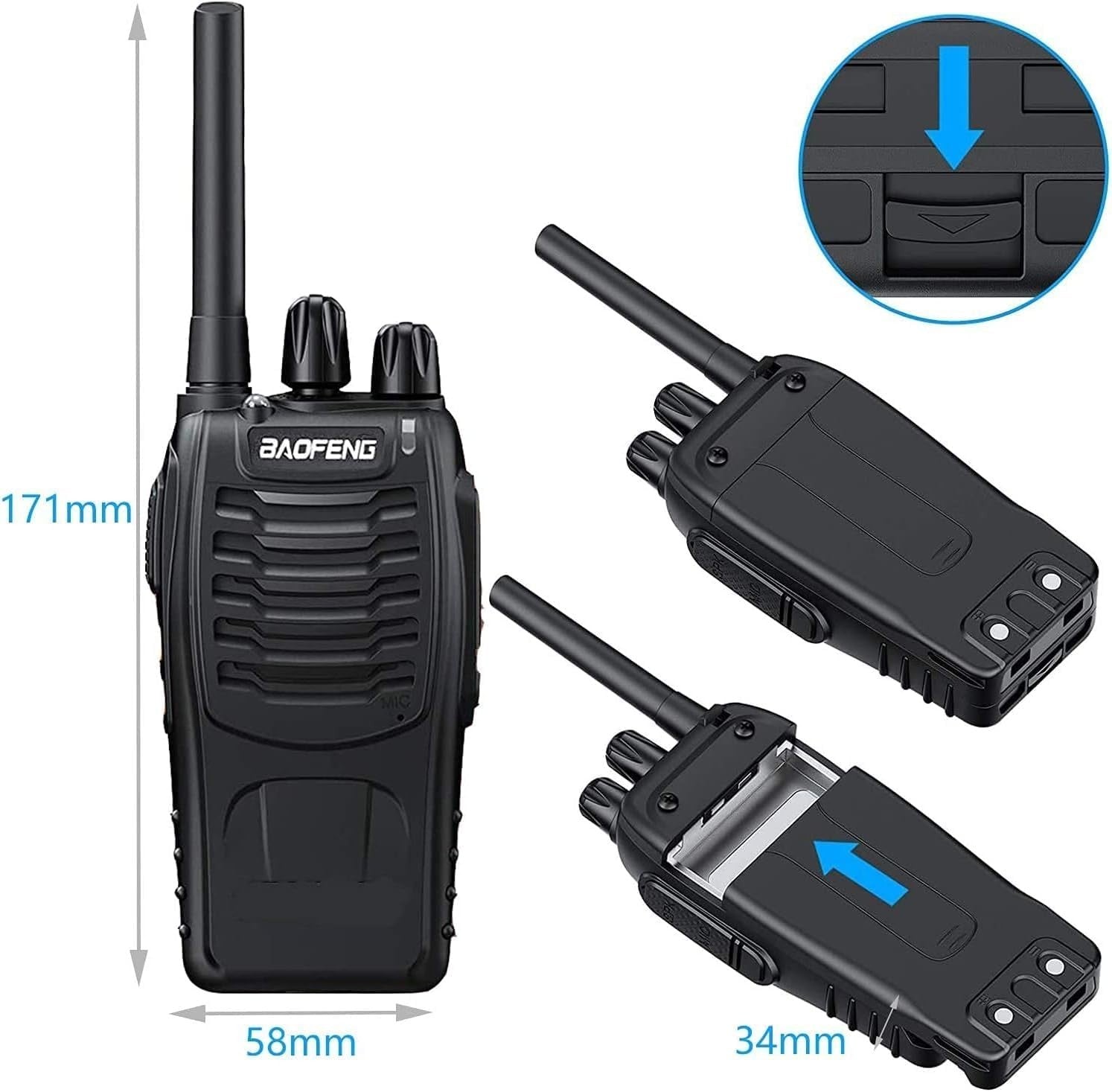 Rechargeable Walkie Talkies 2 Pack Long Range VOX 16CH 2 Way Radios