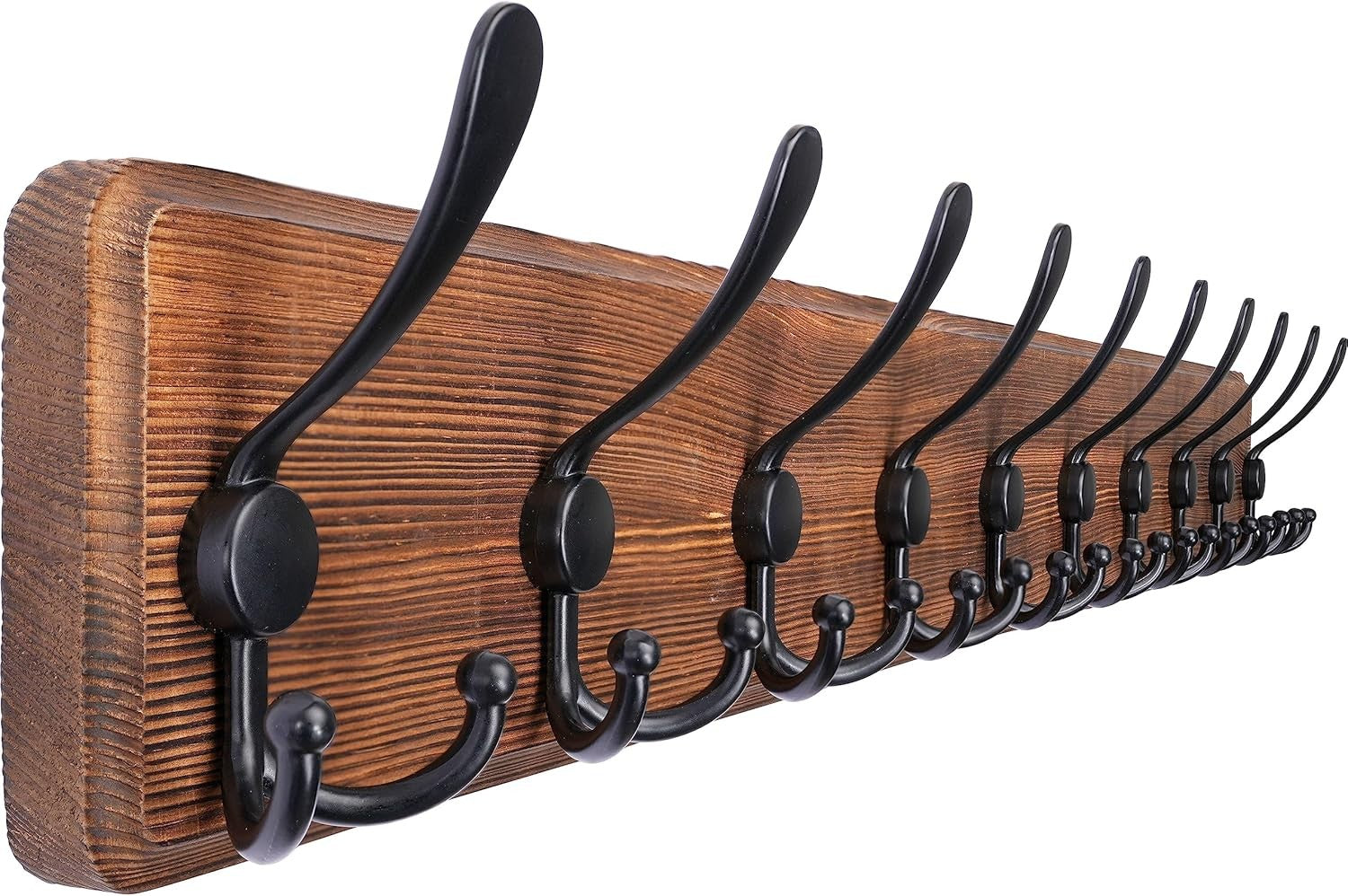 Rustic Wooden Wall Mounted Coat Rack 38" | Heavy Duty 10 Hook Farmhouse Organize