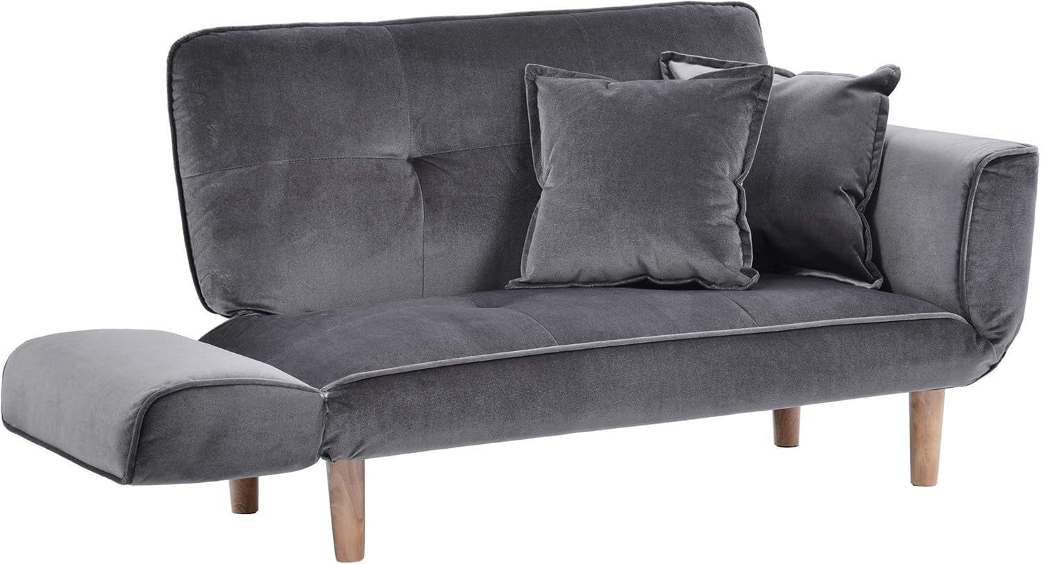 2 Seater Sofa Bed Dark Grey Compact Couch Recliner for Small Spaces