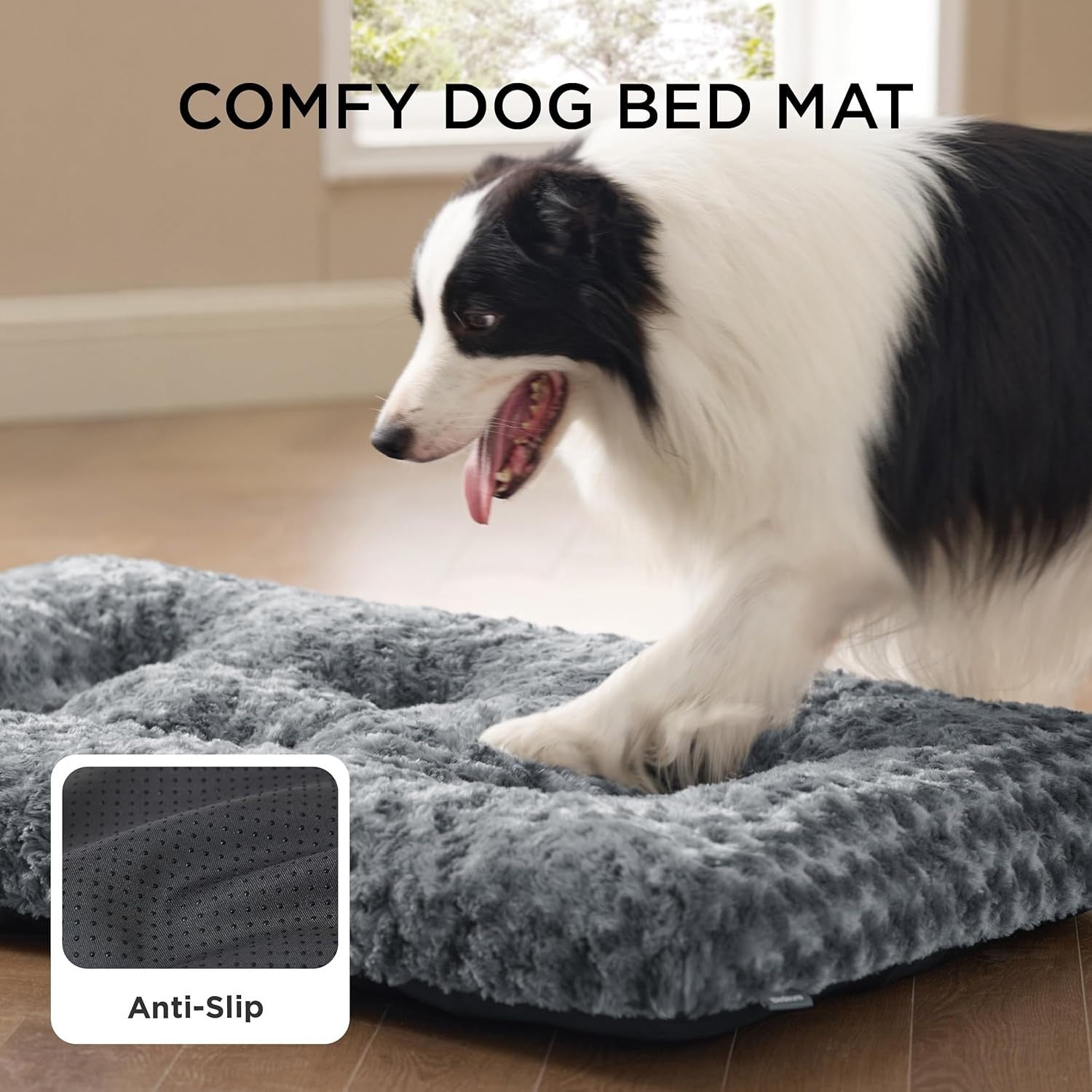 XL Dog Crate Mattress 119x74x9cm Washable Plush Non Slip Grey
