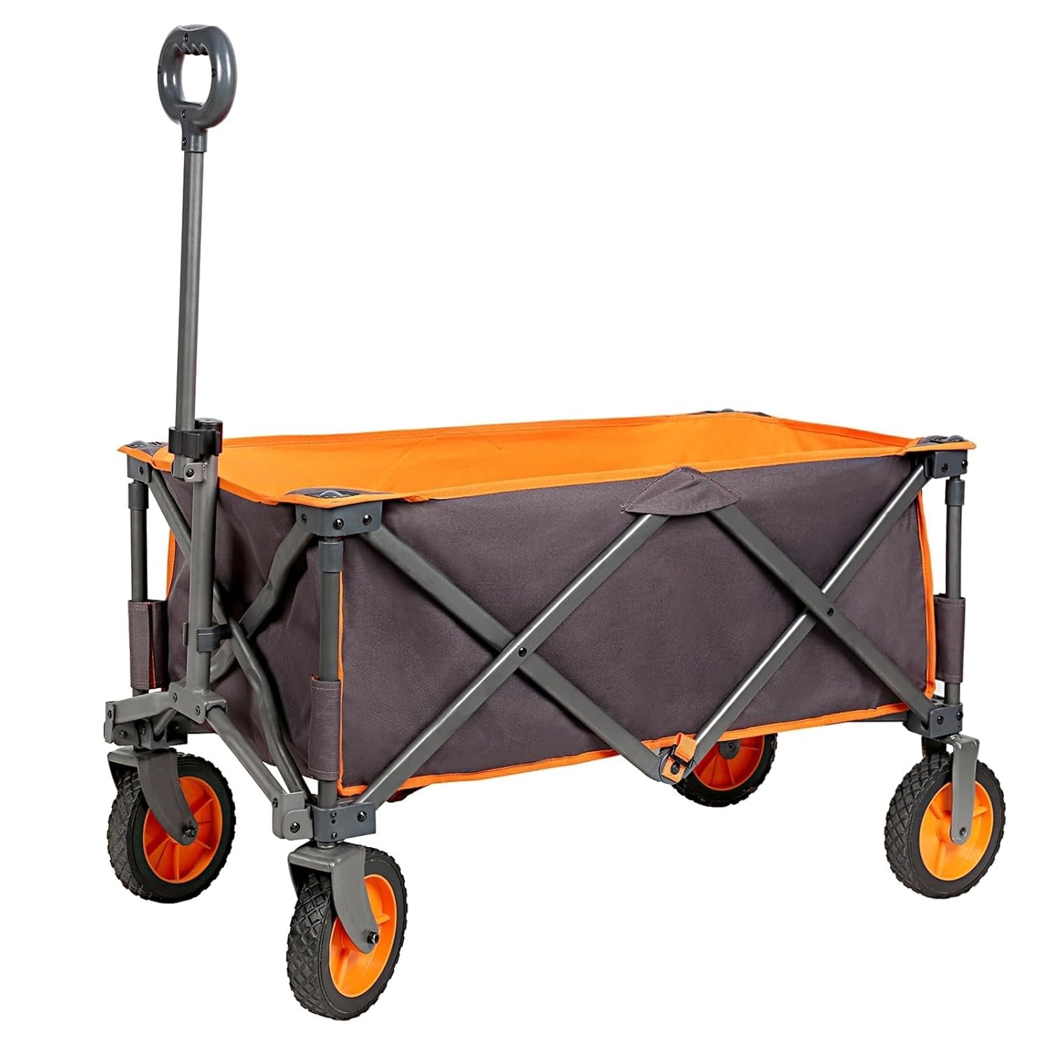 Dark Grey Folding Utility Wagon Heavy Duty Outdoor Trolley Cart 225lbs Capacity