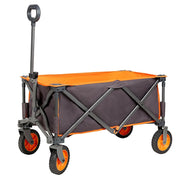 Dark Grey Folding Utility Wagon Heavy Duty Outdoor Trolley Cart 225lbs Capacity