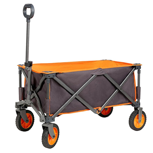 Dark Grey Folding Utility Wagon Heavy Duty Outdoor Trolley Cart 225lbs Capacity