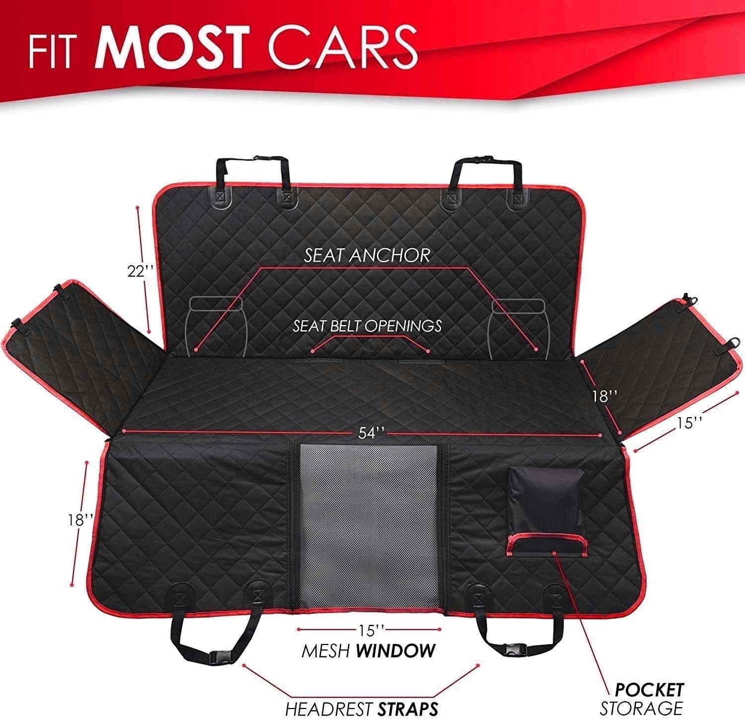 Waterproof Dog Car Hammock Back Seat Cover Mesh Window Non Slip