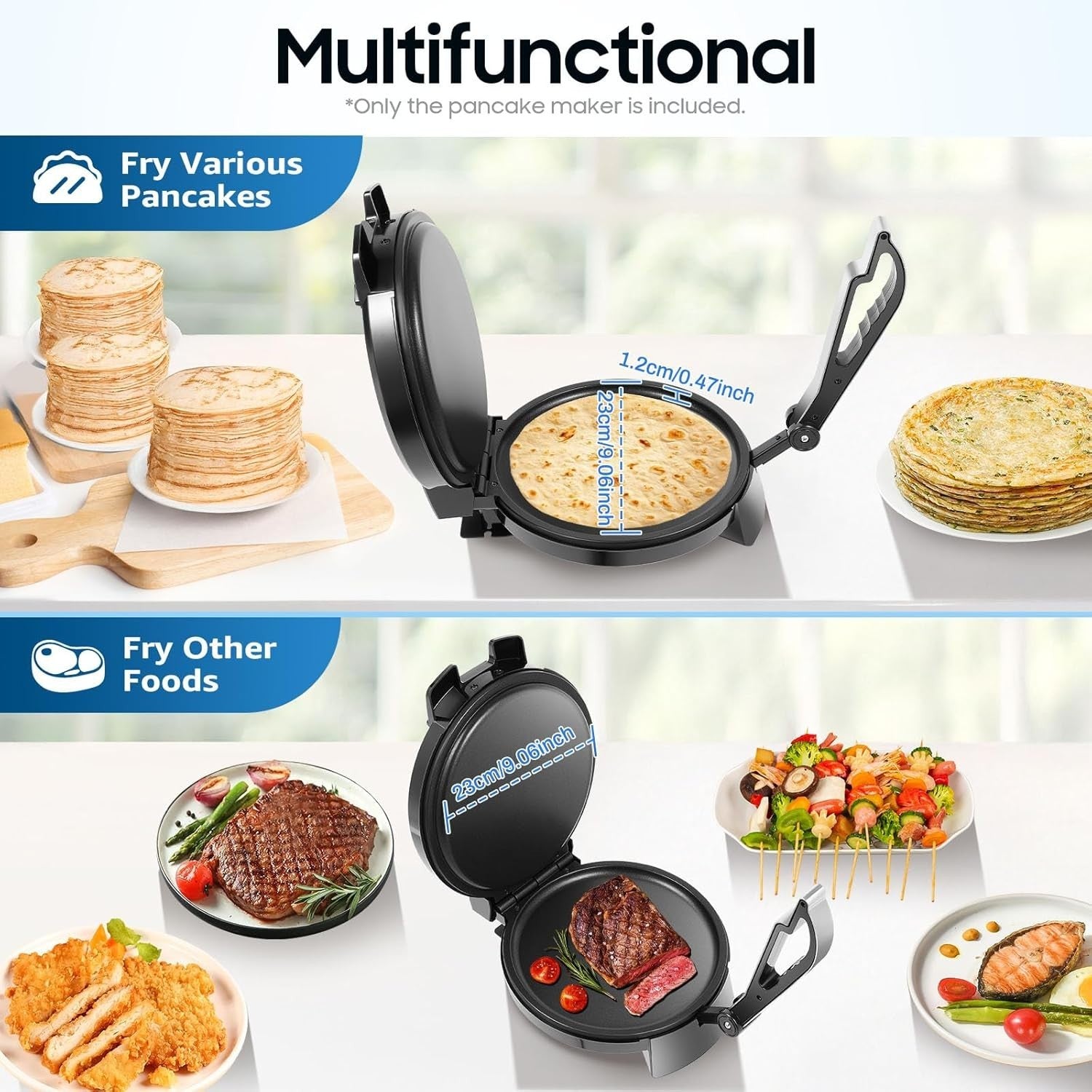 1200W Roti Chapati Maker 26cm Non-Stick Double-Sided Heating Machine