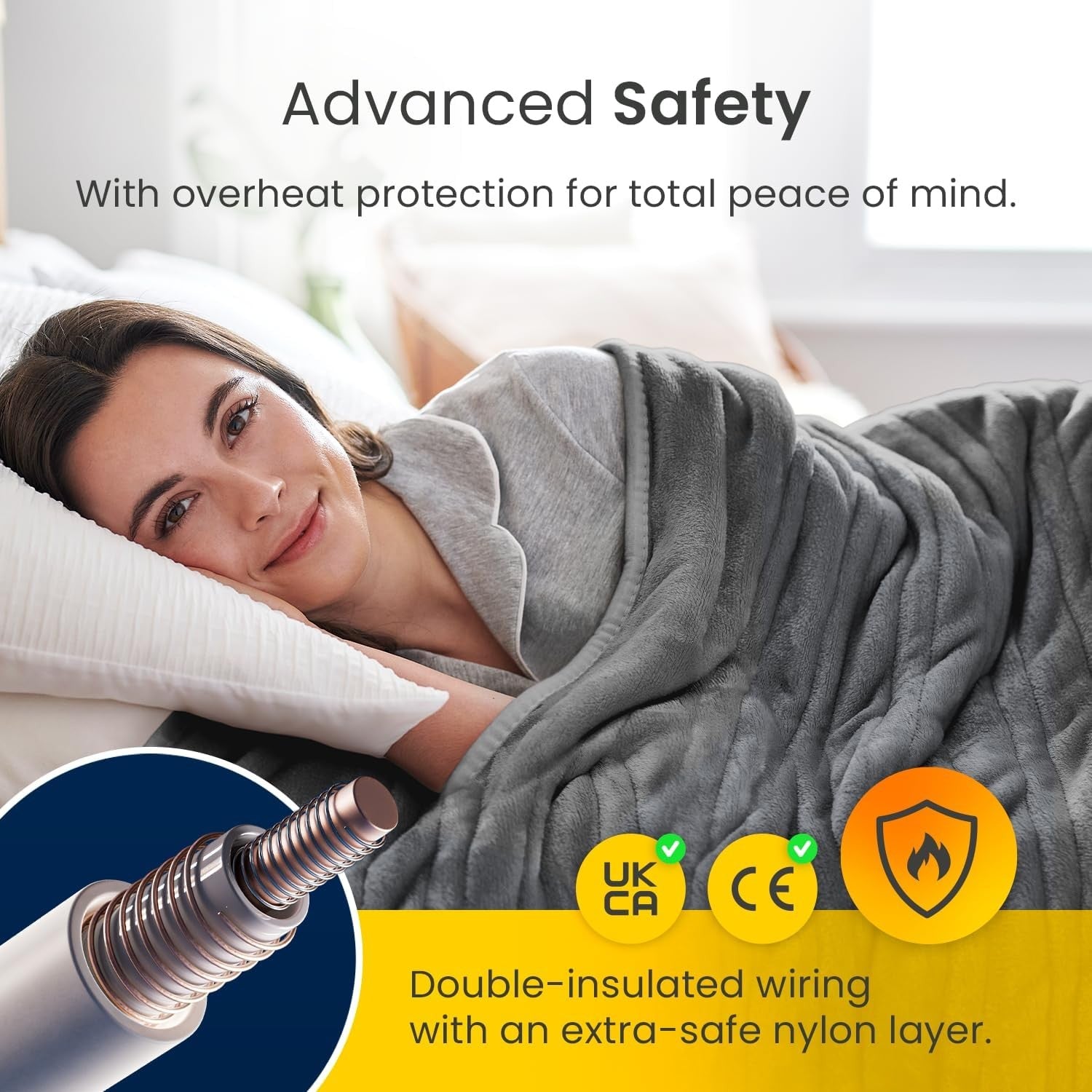 Electric Heated Throw Blanket 10 Levels Timer Remote Washable 160x130cm