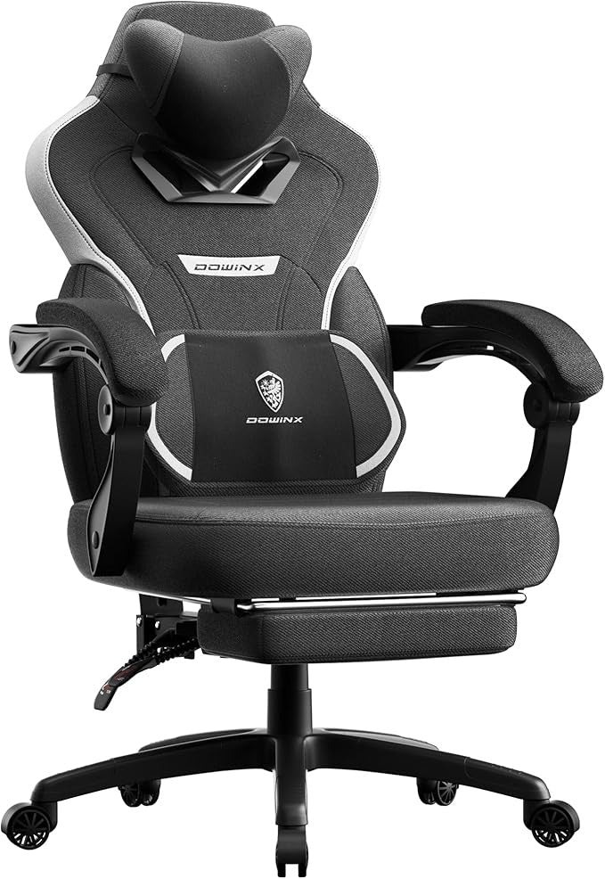 Dowinx Gaming Chair w/ Footrest Heavy Duty Light Black