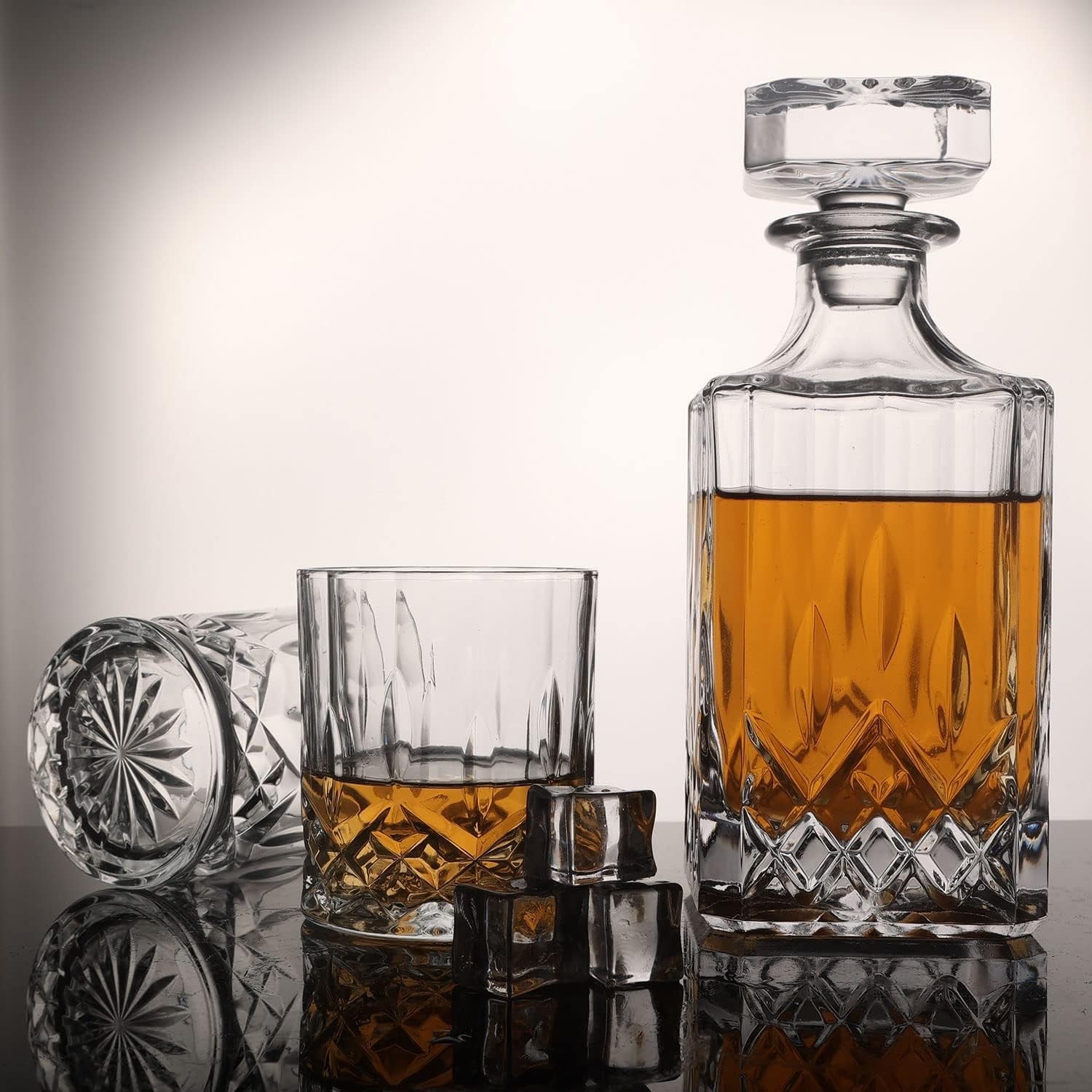 Crystal Whisky Decanter Set 750ml With 6 Glasses Luxury Bar Gift