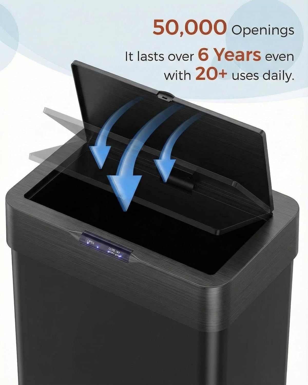 50L Sensor Kitchen Bin Touchless Automatic Soft Close Black