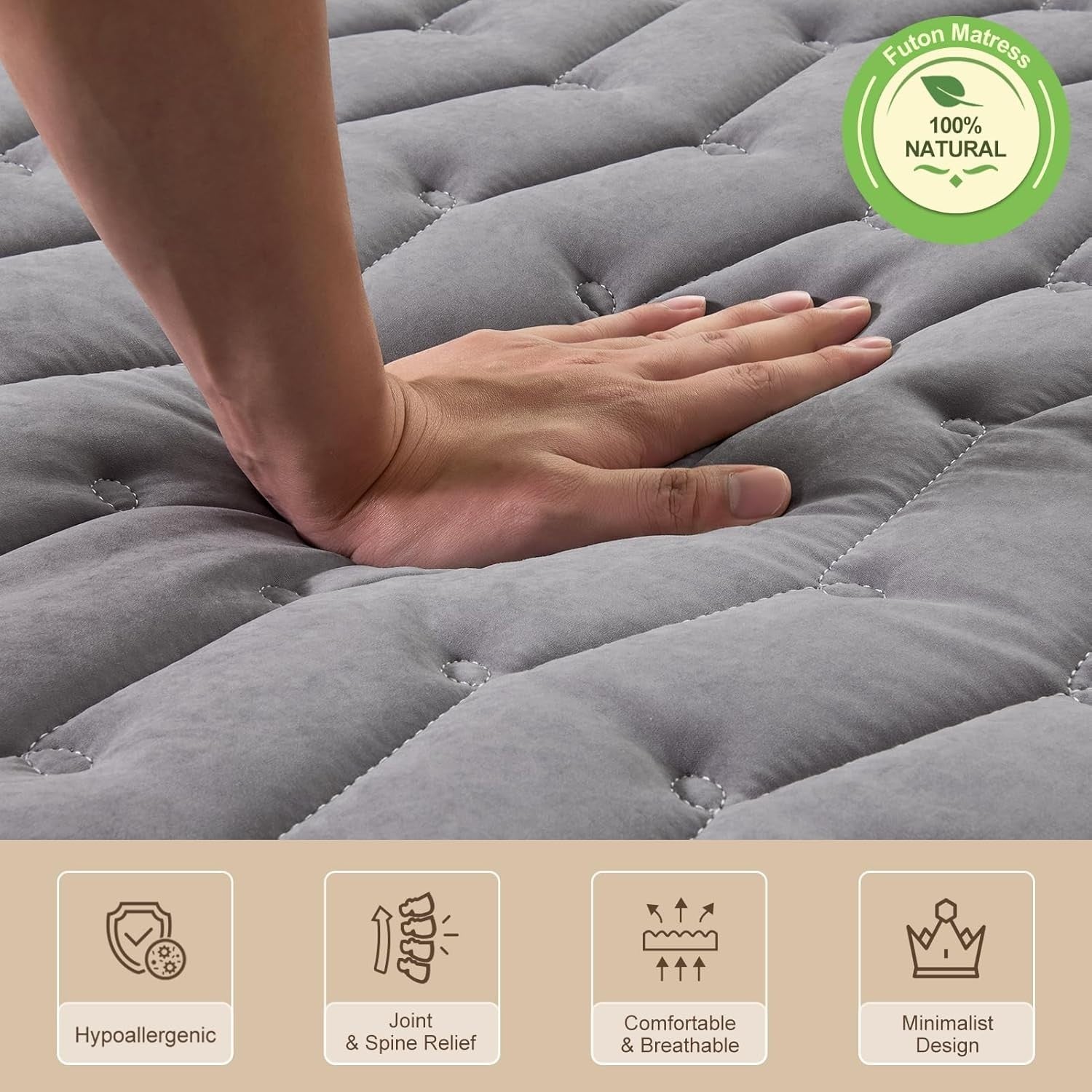 Twin Foam Floor Futon Mattress 3.5" Thick Foldable Tatami Sleeping Mat