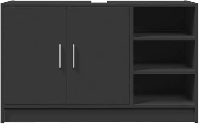 Modern Black Bathroom Sink Cabinet 90x29x55cm