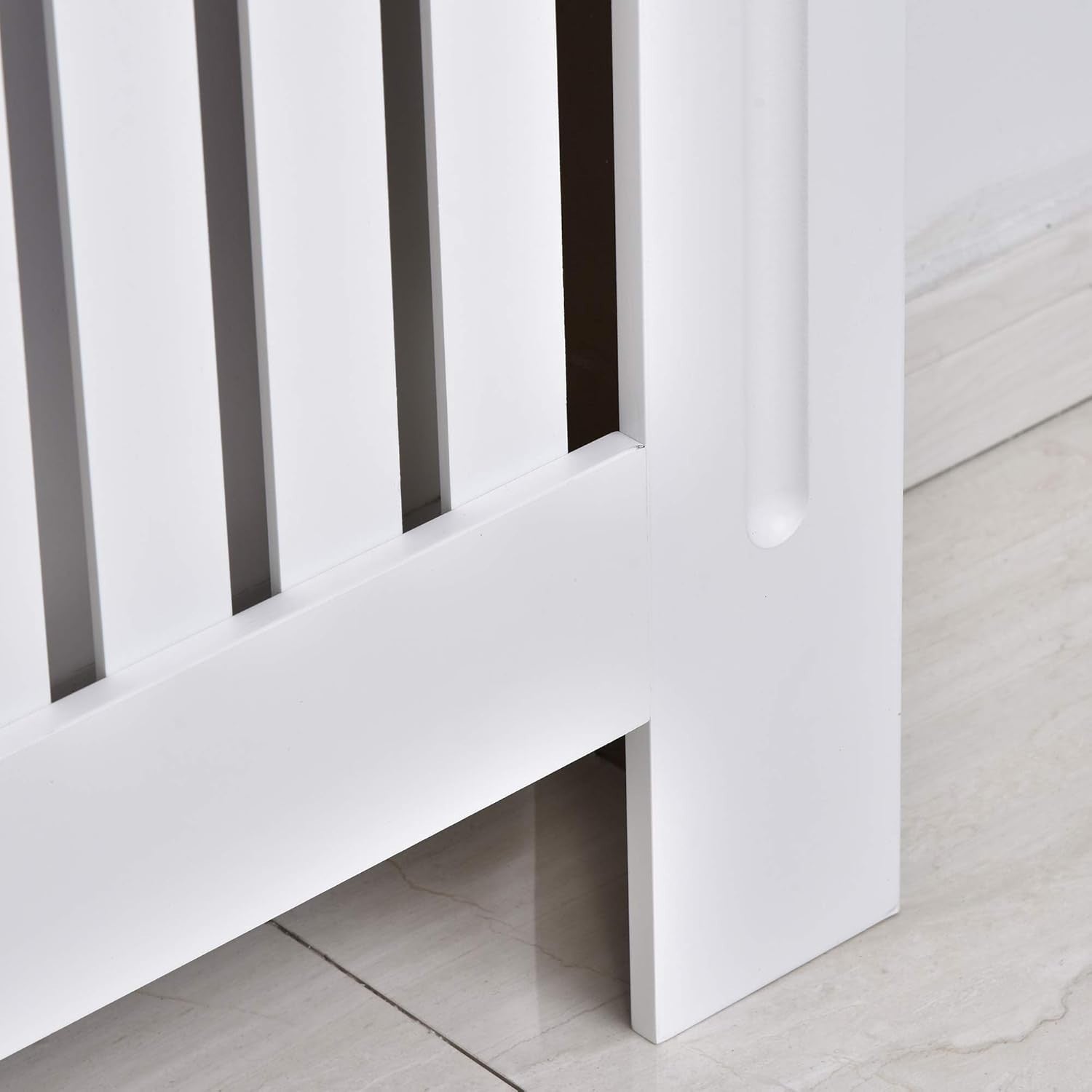 Large White Radiator Cover MDF Slatted Modern Painted Cabinet Heat Efficient