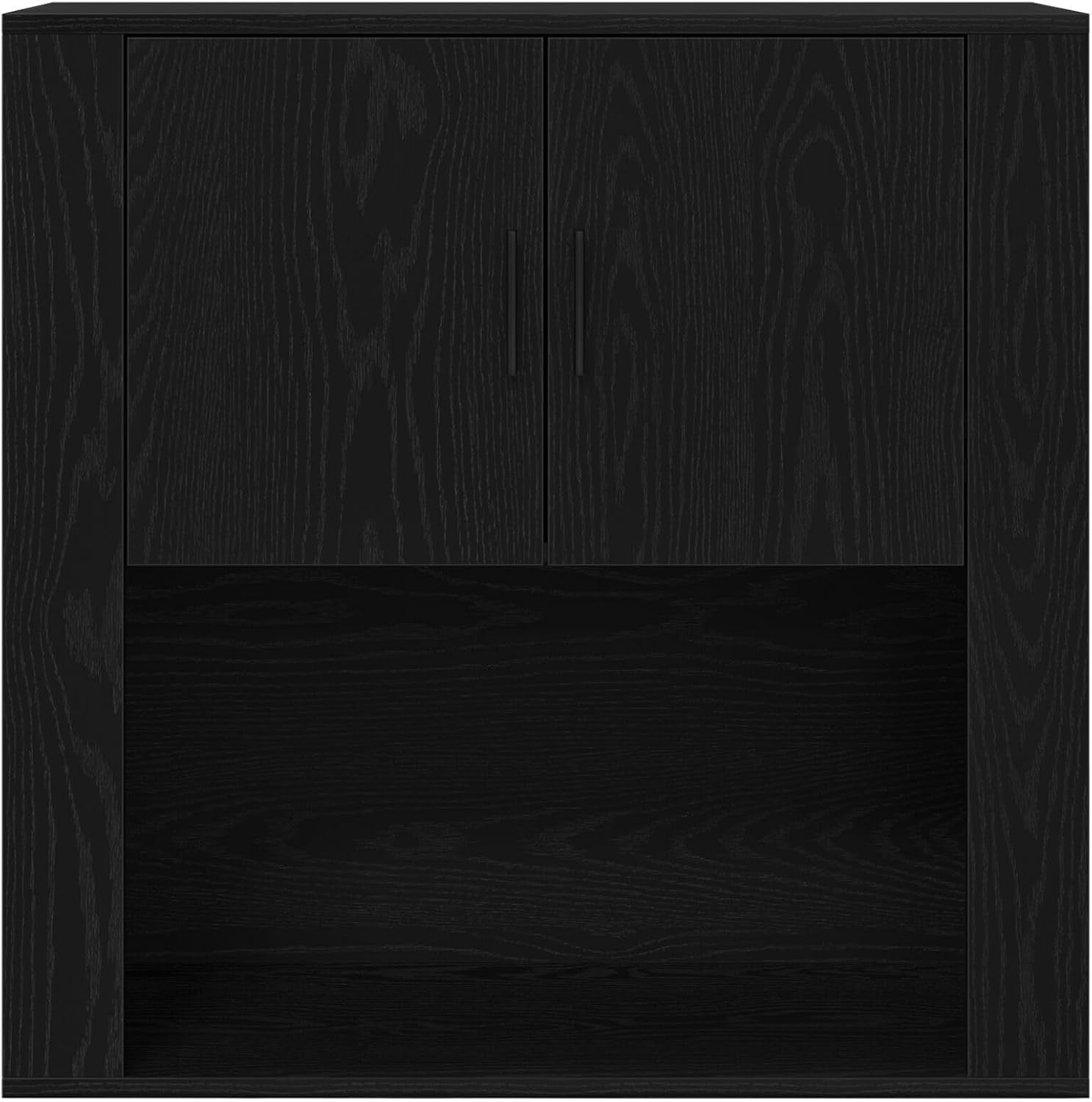 Wall-Mounted Black Oak Entryway Cabinet with Storage & Dust-Resistant Matte Fini