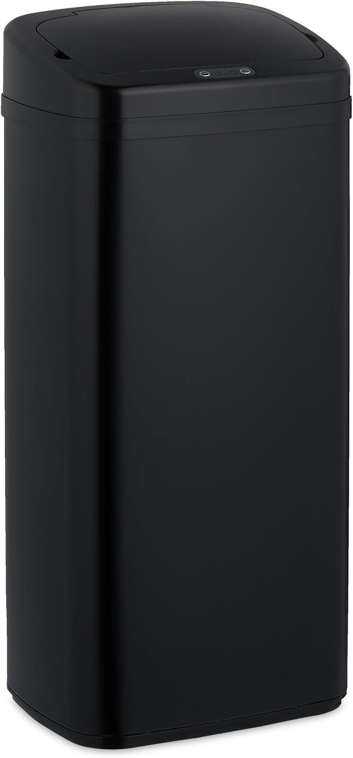 40L Touchless Kitchen Bin Sensor Automatic Lid Black Steel