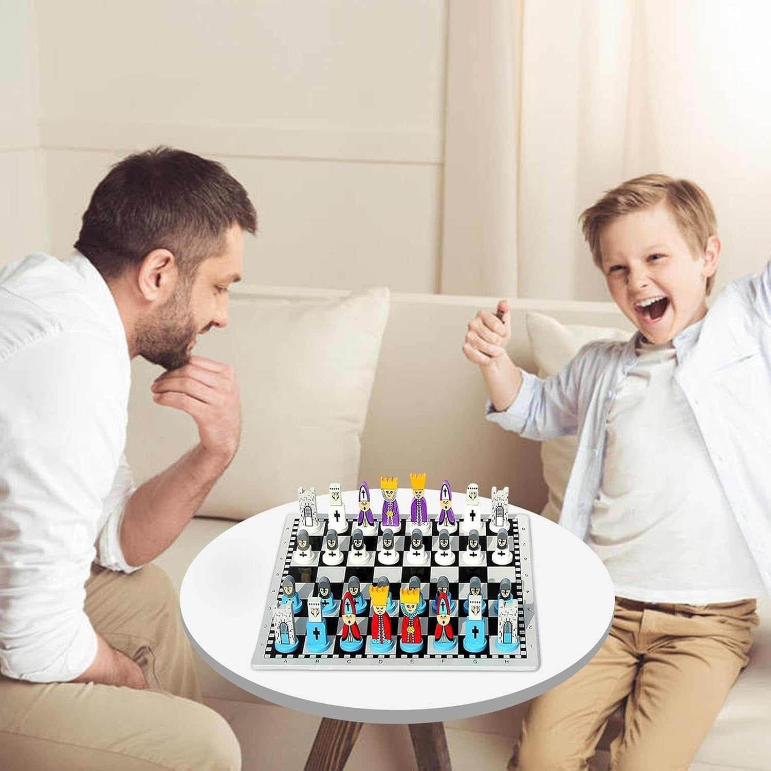 Wooden Cartoon Chess Set for Kids | Portable Board Game | Safe Durable Pieces