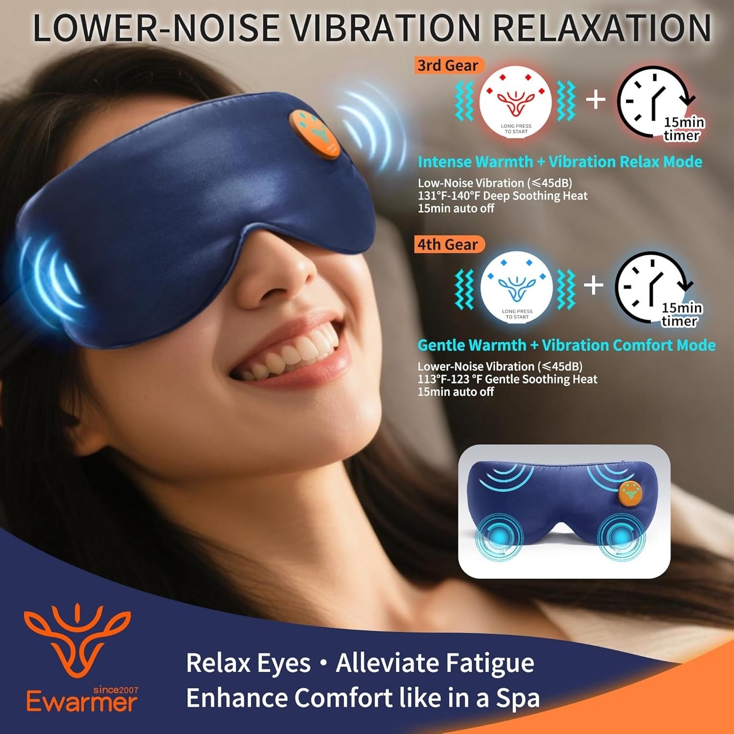 Cordless Heated Eye Mask Vibration Massage Dry Eye Sleep Aid