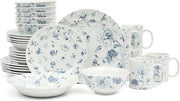 30pc Floral Porcelain Dinnerware Set Service for 6 Plates Bowls Mugs Blue